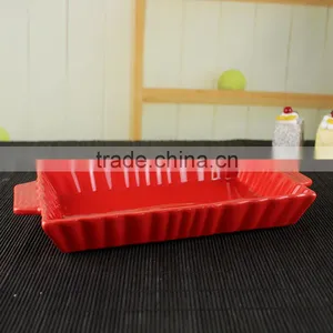 Popular Design Rectangle Shape Ceramic Plate White Porcleain Dinner Plates With Handle thumbnail-5