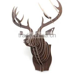 Wall Hanging Wood Crafts Moose Head Decoration thumbnail-5