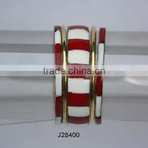 Brown and White Rectangular Resin Mosaic Bracelet thumbnail-1