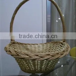 White Wicker Basket With Handle thumbnail-3