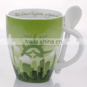 Custom Printing Ceramic Coffee Cup With Spoon Set thumbnail-1