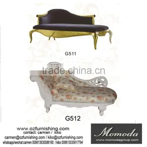 G511 Large Classic Elegant Luxury Antique French Baroque Bedroom Chaise Lounge thumbnail-1