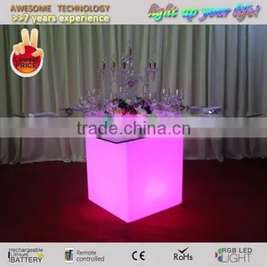 Square Led Lighted Plastic Restaurant Table / Banquet Hall Tables thumbnail-1