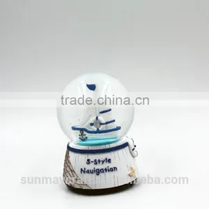 Custom Polyresin Sea S-style Nauigatian Music Snow Globe for Sale thumbnail-2