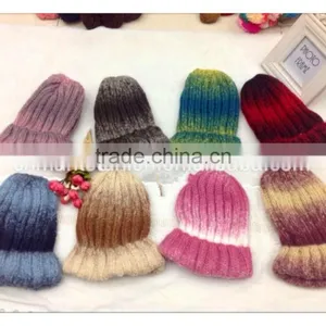 100% Acrylic Female Striped and Knitted Clolorful Hat thumbnail-1