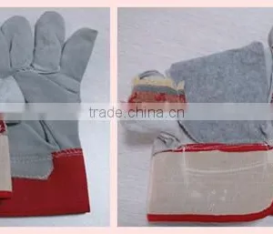 Cow Split Canadian Red Cotton Drill Back Leather Mining Gloves thumbnail-6