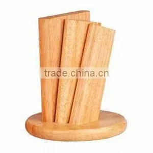 New 5- Slots Rubber Wood Knife Block, Stand, Holder thumbnail-1