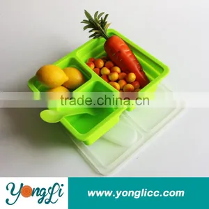 Collapsible Takeaway 3 Compartment Microwaveable Bento Lunch Box thumbnail-1