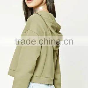 High Quality Cheap Blank Plain Crop Top Hoodie Wholesale Zipper Pullover Fleece Long Sleeve Oversized Hoodie Women thumbnail-3