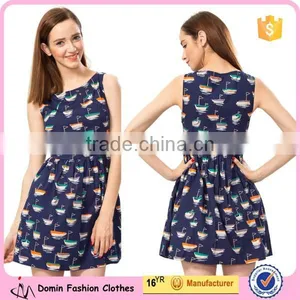 New Fashion Sleeveless Ladies Cotton Print Dresses thumbnail-1