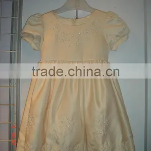 Casual Baby Girl Dresses Cream Short Sleeve Long Girl Dress thumbnail-1