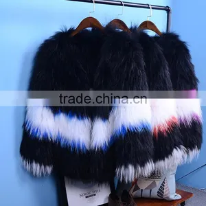 Real Raccoon Fur Jackets Ladies' Furry Overcoat Natural Raccoon Fur Coat for Women Winter Fashion Fur Coats thumbnail-4