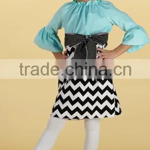 Chevron Dress 2014 Hot 3/4 Sleeve Chevron Dress Fashion Baby Cotton Frocks Designs Kids Party Wear Dresses for Girls thumbnail-1