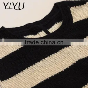 Latest Designs Winter Fall Women Stripe Color Block Cashmere Vest Sweater thumbnail-3