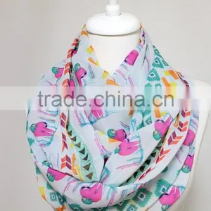 Pink Sloth Pattern Chiffon Infinity Scarf, Circle Scarf, Loop Scarf, Scarves, Shawls, Spring Fall Winter - Summer Fashion Christ thumbnail-1