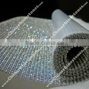 Hot Fix Chaton Rhinestone Net Silver Mesh Crystal AB Ss10 3mm thumbnail-1