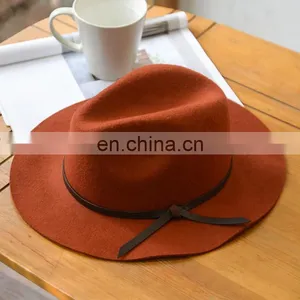 Wholesale Wool Felt Wide Brim Woman Fedora Hat thumbnail-3