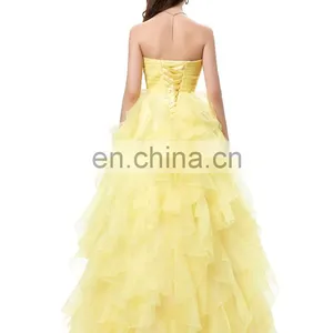 Grace Karin Strapless Off Shoulder Organza Long Ball Gown Western Quinceanera Dress For Daughter CL3411-2 thumbnail-3