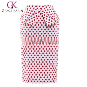 Grace Karin Occident Women's Vintage Retro Cotton Polka Dots Hips-Wrapped Skirt CL008928-1 thumbnail-1