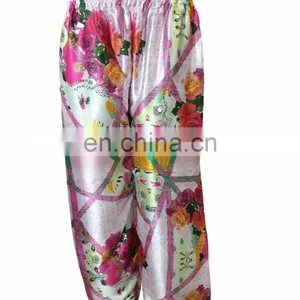Japan Satin Silk Rose Printed Palazzo Pants / Ladies Casual Party Wear Trousers 2017 (beach Wear Palazzo Trousers Pant) thumbnail-1