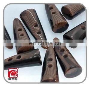 Factory 2 Holes Brown Imitation Horn Color Resin Toggle Could Has The Leather To Be Toggle Finished thumbnail-1