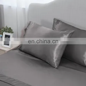 Amazon Premium Hotel Gray 100% Microfiber Matt Fabric Stain Flat Fitted Plain Bed Sheet Set thumbnail-3
