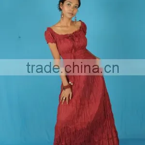 New Fashion Cotton Peasant Sun Long Maxi Boho Hippie Gypsy Beach Casual Ladies Women Festival Evening Dress thumbnail-2