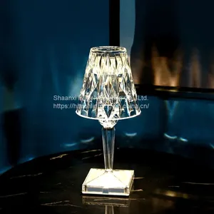 Crystal Table Lamp USB Rechargeable Acrylic Decoration Lampada Bedroom Bedside Bar Diamond Lighting Fixtures Gift Night Light thumbnail-1