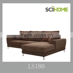 North Europe Design Furniture Metal Feet l Shaped Fabric Sofa Set thumbnail-1