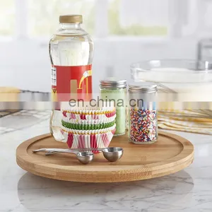 Free Sample Home Kitchen Bamboo Shelf Storage Spicy Rack Tabletop Storage Shelf Round Tray With The Base thumbnail-2