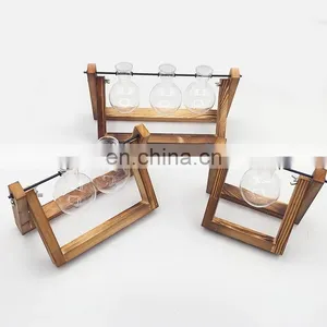 Terrarium Creative Hydroponic Plant Transparent Vase Wooden Frame Vase Decoration Glass Tabletop Plant Bonsai Decor Flower Vase thumbnail-2