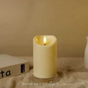 Bulk Remote Control LED Candles Flameless, Battery Operated With Flickering Flame, Real Wax Pillars, Size Specifications Sets/Pack thumbnail-3