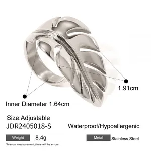 Adjustable Gold Plated Irregular Pearl Ring for Women Stainless Steel Statement Ring Waterproof Hypoallergenic Jewelry thumbnail-3