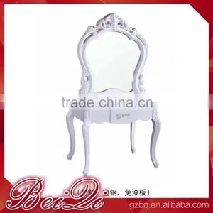 European Style High Quality Double Sided Hair Salon Furniture Silver Framed Mirror Styling Station thumbnail-1