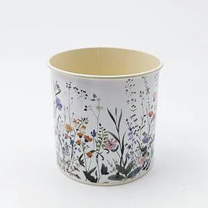 Printed Floral Cartoon Metal Planter Pot, Cylindrical Iron Flower Bucket for Table Home Decoration thumbnail-1
