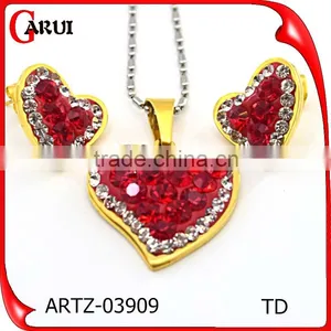 Brazilian Gold Jewelry Wholesale Gemstone Jewelry Colored Rhinestone Jewelry Set thumbnail-3