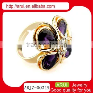 2013 Purple Pretty Wedding Ring Crystal Flower Rings for Women thumbnail-1