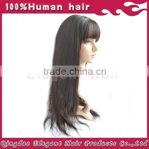 AAAAA Grade Natural Hair Line Peruvian Remy Full Lace Silky Straight Human Hair Wig With Bang thumbnail-2