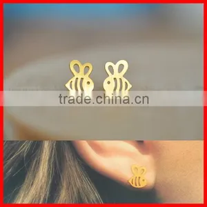 2015 High Quality High Polish 18k Gold 925 Sterling Silver Earring Animal Bee thumbnail-1