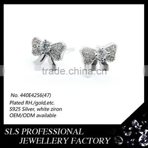Authentic 925 Sterling Silver Angel Bowknot Design Stud Earring 925 Latest Kids Earrings in School Wear Fashion thumbnail-1