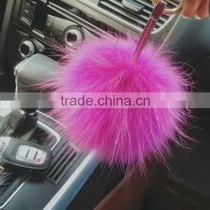 Fashion Popular Ladies Fur Ball Key Chain 100% Real Racoon Fur Keychains thumbnail-5