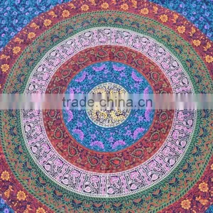 Elephant Sun Moon Turtle Cotton Printed Bed Sheets With Fringes thumbnail-5