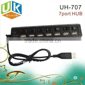 NEW 7 Port Usb2.0 Hub With Switchs thumbnail-1