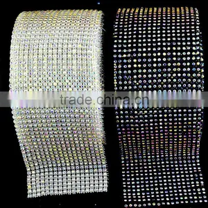 Best Quality Plastic Ribbon Elastic Crystal Stone Rolls Trims, 18 Rows Stretch Rhinestone Trimming for DIY Decoration thumbnail-1