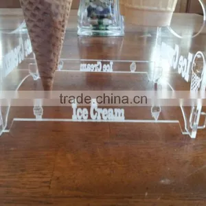 Customized DIY Assembled Clear Desktop 4 Holes Acrylic Ice Cream Cone Display Stand Holder/rack thumbnail-2