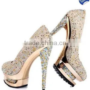 Sexy Colorful Crystal High Heel Ladies Party Pumps thumbnail-1