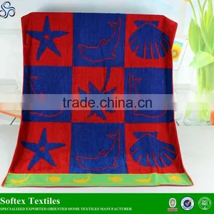 China Supply Large Cotton Yarn Dyed Jacquard Seashell Beach Towels thumbnail-4
