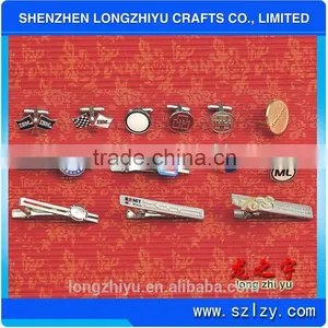 Wholesale Wedding Bulk Metal Custom Cufflinks and Tie Clips Cheap Price Cufflinks Set thumbnail-1