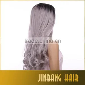 2016 Hot Sale Synthetic Long Gray Wigs for Black Women Cosplay 1B Ombre Silver Grey Lace Front Wigs Middle Part 24inch thumbnail-6
