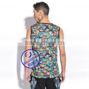 2015 Fashion Design 100 Cotton Mens Full Printed Tank Top thumbnail-2
